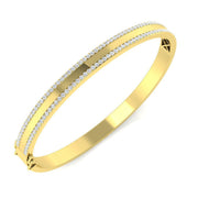 Platinum Natural Round Cut Diamond Two Row Pave Set Half Eternity Bangle with Hinged Lock in 10K/14K gold and platinum with certified lab-grown or natural diamonds