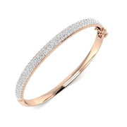 Premium Platinum Natural Diamond Pave Set Hinged Bangle with Secure Lock in 10K/14K gold and platinum with certified lab-grown or natural diamonds