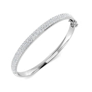 Premium Platinum Natural Diamond Pave Set Hinged Bangle with Secure Lock in 10K/14K gold and platinum with certified lab-grown or natural diamonds