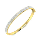 Premium Platinum Natural Diamond Pave Set Hinged Bangle with Secure Lock in 10K/14K gold and platinum with certified lab-grown or natural diamonds