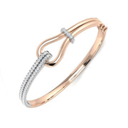 Natural Round Cut Pave Set Knot Design Diamond Bangle with Hinged Lock in 10K/14K gold and platinum with certified lab-grown or natural diamonds