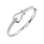 Natural Round Cut Pave Set Knot Design Diamond Bangle with Hinged Lock in 10K/14K gold and platinum with certified lab-grown or natural diamonds