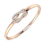 Natural Round Cut Diamond Interlocking Oval Diamond Bangle with Lock in 10K/14K gold and platinum with certified lab-grown or natural diamonds
