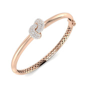 Natural Round Cut Diamond Cluster Knot Fancy Bangle with Hinged Lock in 10K/14K gold and platinum with certified lab-grown or natural diamonds