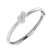 Natural Round Cut Diamond Cluster Knot Fancy Bangle with Hinged Lock in 10K/14K gold and platinum with certified lab-grown or natural diamonds