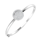 Lab Grown Round Cut Cluster Diamond Bangle with Hinged Box Lock in 10K/14K gold and platinum with certified lab-grown or natural diamonds