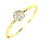 Lab Grown Round Cut Cluster Diamond Bangle with Hinged Box Lock in 10K/14K gold and platinum with certified lab-grown or natural diamonds