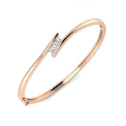 Natural Round Three Stone Tension Set Diamond Bangle in Bypass Style in 10K/14K gold and platinum with certified lab-grown or natural diamonds