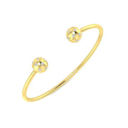 Natural Round Cut Flush Set Diamond Open Cuff Bangle with Ball End Design in 10K/14K gold and platinum with certified lab-grown or natural diamonds