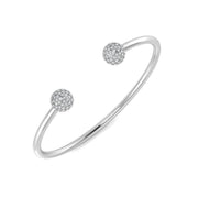 Natural Diamond Cluster Open Cuff Bangle with Pave Round Ends in 10K/14K gold and platinum with certified lab-grown or natural diamonds