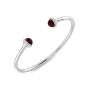 Garnet Open Cuff Bangle with Natural Round Cut Halo Diamonds in 10K/14K gold and platinum with certified lab-grown or natural diamonds