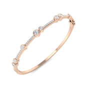 Round Cut Bezel & Pave Set Natural Diamond Bangle with Hinged and Box Clasp in 10K/14K gold and platinum with certified lab-grown or natural diamonds