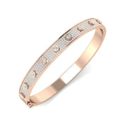 Lab Grown Diamond Bezel Pave Set Fancy Bangle with Hinged Box Lock in 10K/14K gold and platinum with certified lab-grown or natural diamonds
