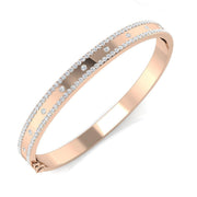 Lab Grown Round Cut Diamond Pave and Flush Set Fancy Bangle with Hinged Box Lock in 10K/14K gold and platinum with certified lab-grown or natural diamonds