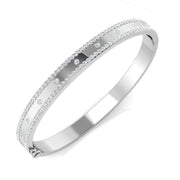 Lab Grown Round Cut Diamond Pave and Flush Set Fancy Bangle with Hinged Box Lock in 10K/14K gold and platinum with certified lab-grown or natural diamonds