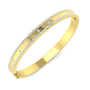 Lab Grown Round Cut Diamond Pave and Flush Set Fancy Bangle with Hinged Box Lock in 10K/14K gold and platinum with certified lab-grown or natural diamonds