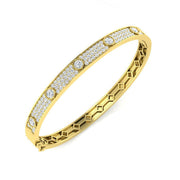 Natural Round Cut Diamond Prong Pave Set Fancy Hinged Bangle with Lock in 10K/14K gold and platinum with certified lab-grown or natural diamonds