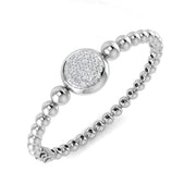 Round Cut Lab Diamond Pave Set Beaded Bangle -Solid Gold with Hinged Box Lock in 10K/14K gold and platinum with certified lab-grown or natural diamonds