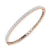 Round Cut Lab Grown Diamond Prong Set Half Eternity Bangle in Platinum with Hinged Lock in 10K/14K gold and platinum with certified lab-grown or natural diamonds