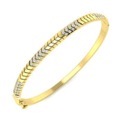 Lab Grown Round Cut Diamond Pave Set Fancy Bangle with Hinged Lock in 10K/14K gold and platinum with certified lab-grown or natural diamonds