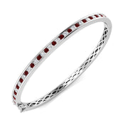 Platinum Natural Round Cut and Ruby Channel Set Eternity Bangle with Hinged Box Clasp in 10K/14K gold and platinum with certified lab-grown or natural diamonds