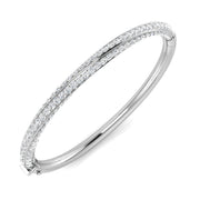 Natural Round Cut Diamond Pave Set Fancy Bangle with Hinged Box Lock in 10K/14K gold and platinum with certified lab-grown or natural diamonds