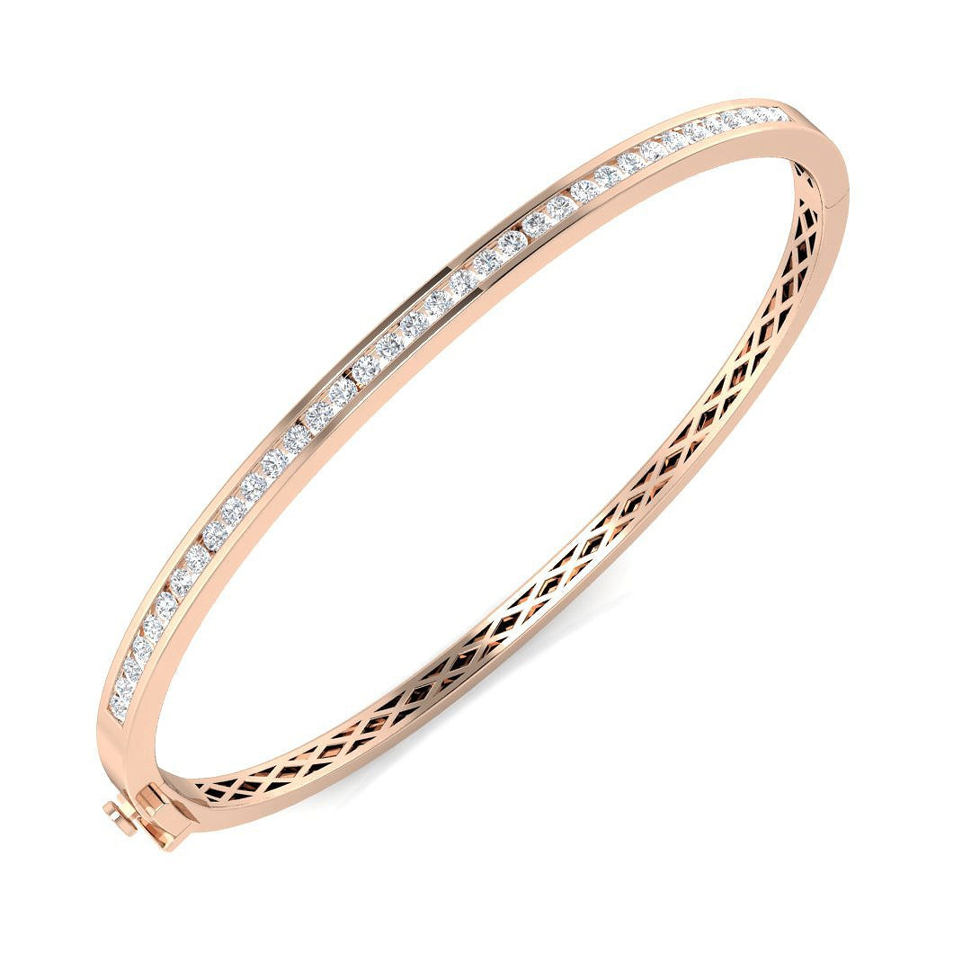 Round Cut Lab Grown Diamond Prong Set Half Eternity Bangle / & in 10K/14K gold and platinum with certified lab-grown or natural diamonds
