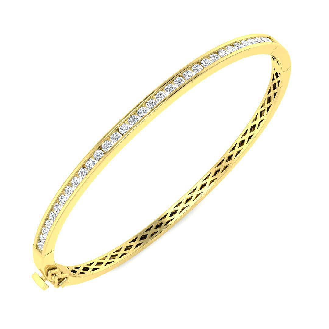 Round Cut Lab Grown Diamond Prong Set Half Eternity Bangle / & in 10K/14K gold and platinum with certified lab-grown or natural diamonds