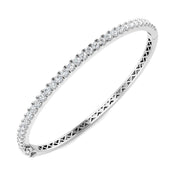 and Platinum Natural Round Cut Diamond Half Eternity Bangle with Hinged Lock in 10K/14K gold and platinum with certified lab-grown or natural diamonds