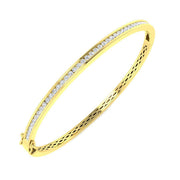 Natural Diamond Channel Set Half Eternity Bangle with Hinged Lock in 10K/14K gold and platinum with certified lab-grown or natural diamonds