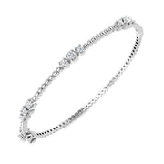 Lab Grown Round Cut Diamond Trio Prong Set Beaded Fancy Hinged Bangle with Box Lock in 10K/14K gold and platinum with certified lab-grown or natural diamonds