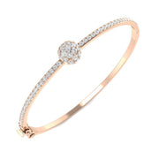 Natural Round Cut Prong Set Cluster Diamond Bangle with Box Lock in 10K/14K gold and platinum with certified lab-grown or natural diamonds