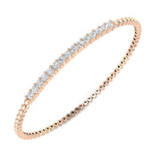Lab Grown Round Cut Diamond Beaded Bangle with Hinged Box Lock in 10K/14K gold and platinum with certified lab-grown or natural diamonds