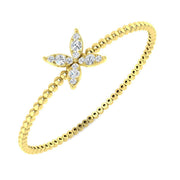 Natural Round Cut Diamond Flower Style Beaded Fancy Bangle in 10K/14K gold and platinum with certified lab-grown or natural diamonds