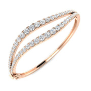 Curve Design Natural Round Cut Diamond Fancy Bangle with Box Lock in 10K/14K gold and platinum with certified lab-grown or natural diamonds