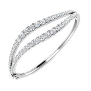 Curve Design Natural Round Cut Diamond Fancy Bangle with Box Lock in 10K/14K gold and platinum with certified lab-grown or natural diamonds