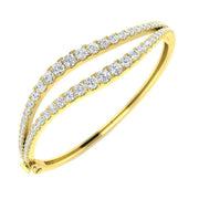 Curve Design Natural Round Cut Diamond Fancy Bangle with Box Lock in 10K/14K gold and platinum with certified lab-grown or natural diamonds