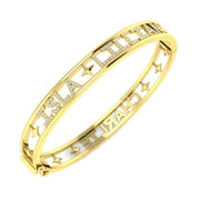 Premium Platinum Lab Grown Round Cut Diamond Pave Custom Letter Bangle with Hinged Lock in 10K/14K gold and platinum with certified lab-grown or natural diamonds