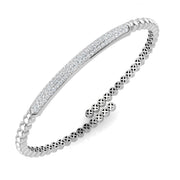 Round Cut Lab Grown Diamond Pave Set Fancy Bangle in Platinum with Hinged Box Lock in 10K/14K gold and platinum with certified lab-grown or natural diamonds