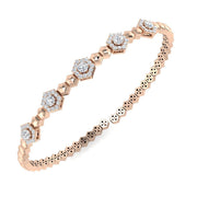 Lab Grown Round Cut Diamond Octagon Design Fancy Bangle in 10K/14K gold and platinum with certified lab-grown or natural diamonds