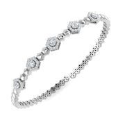 Lab Grown Round Cut Diamond Octagon Design Fancy Bangle in 10K/14K gold and platinum with certified lab-grown or natural diamonds
