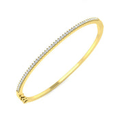 Natural Round Cut Diamond Prong Set Half Eternity Bangle with Hinged Lock in 10K/14K gold and platinum with certified lab-grown or natural diamonds