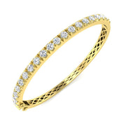 Round Natural Diamond Prong Set Eternity Bangle with Hinged Box Clasp in 10K/14K gold and platinum with certified lab-grown or natural diamonds