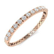 Round Natural Diamond Prong Set Eternity Bangle with Hinged Box Clasp in 10K/14K gold and platinum with certified lab-grown or natural diamonds