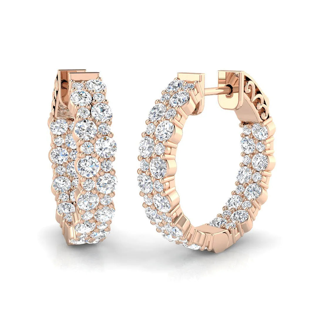 Hoop Earrings - 1.5 Carat Shared Prong Setting Brilliance in 10K/14K gold and platinum with certified lab-grown or natural diamonds