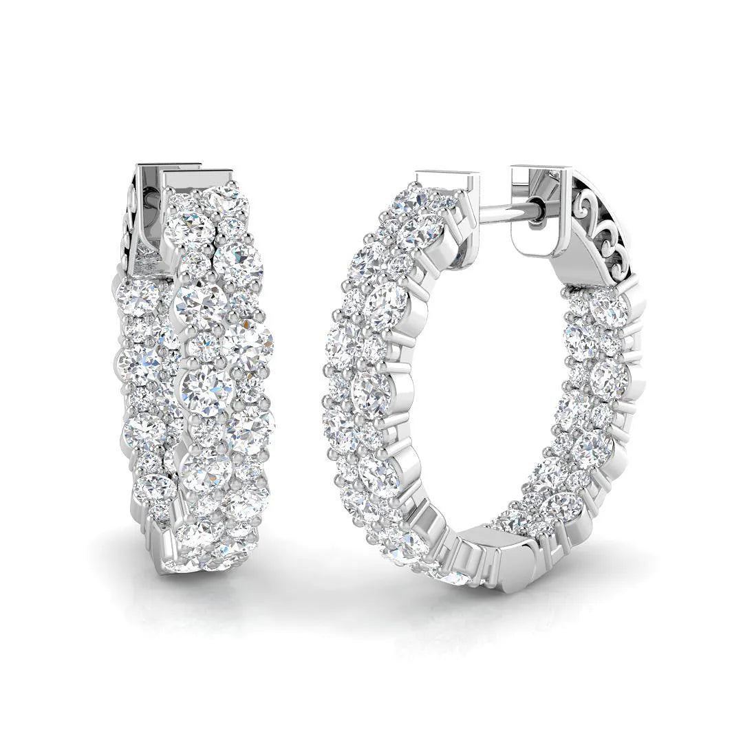 Hoop Earrings - 1.5 Carat Shared Prong Setting Brilliance in 10K/14K gold and platinum with certified lab-grown or natural diamonds
