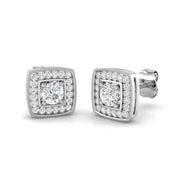 Stud Earrings with Lab Diamond Round and Square Halo - 0.30ct in 10K/14K gold and platinum with certified lab-grown or natural diamonds