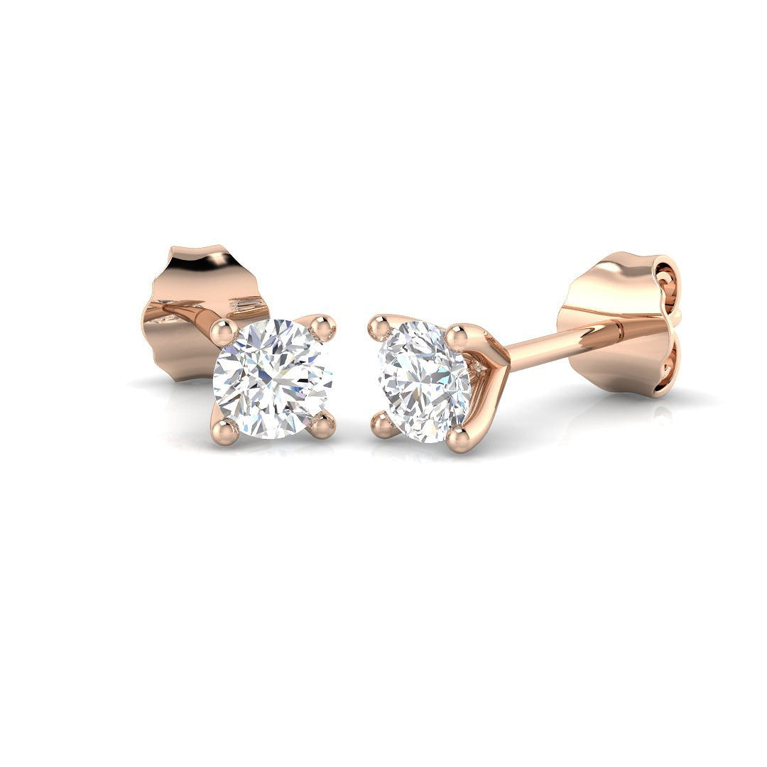 Stud Earrings with Cushion Cut Diamond Bezel Set - 0.5ct in 10K/14K gold and platinum with certified lab-grown or natural diamonds