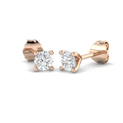 Stud Earrings with Cushion Cut Diamond Bezel Set - 0.5ct in 10K/14K gold and platinum with certified lab-grown or natural diamonds