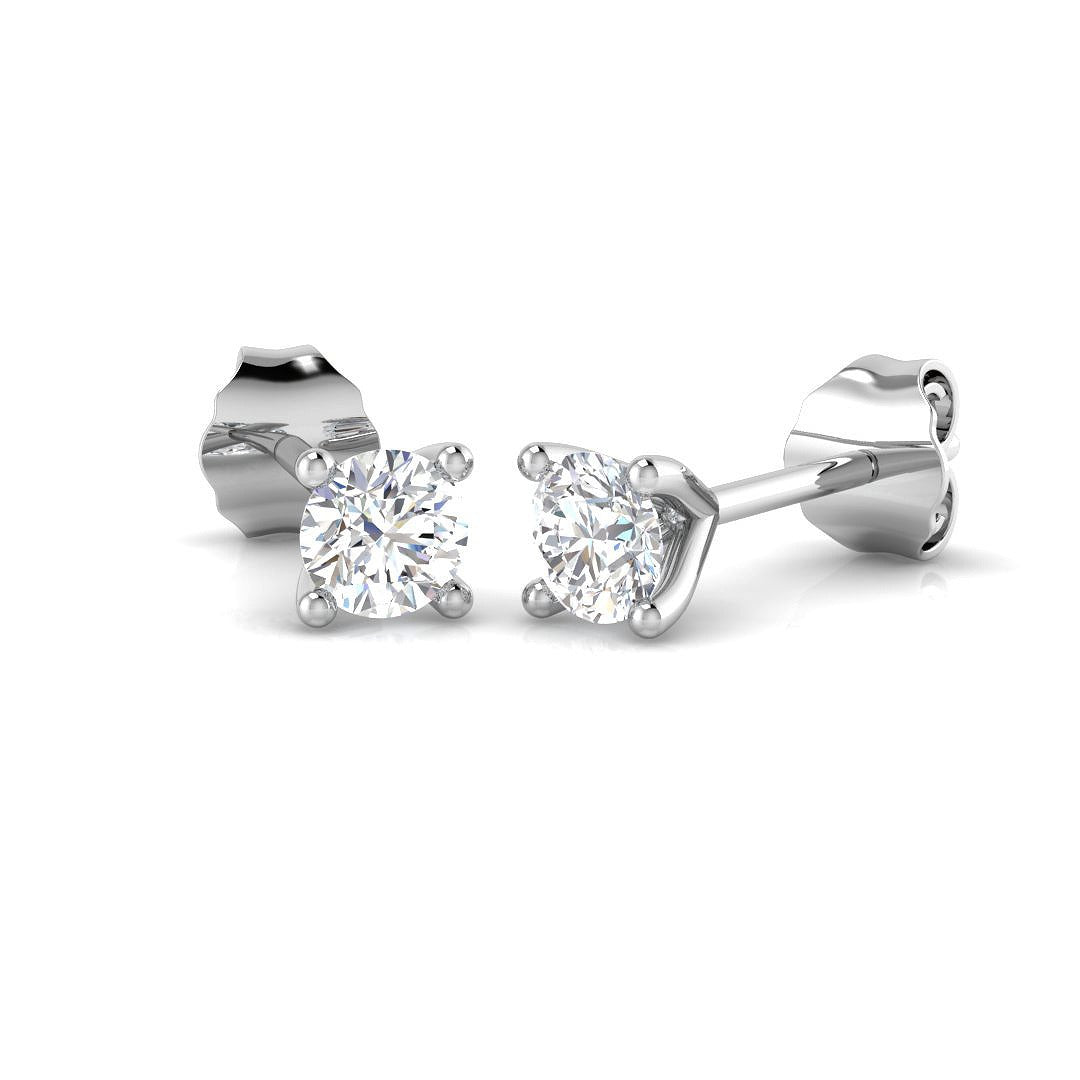 Stud Earrings with Cushion Cut Diamond Bezel Set - 0.5ct in 10K/14K gold and platinum with certified lab-grown or natural diamonds